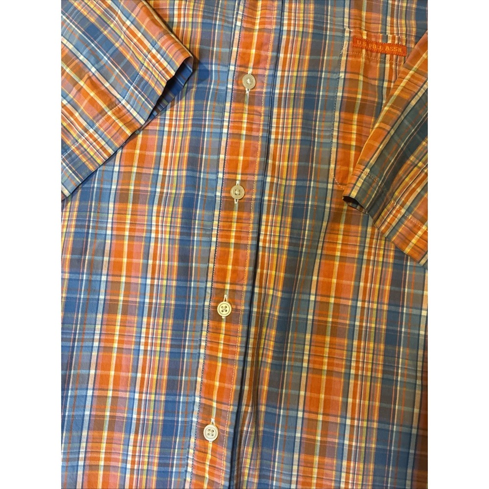 US Polo Association Mens Plaid Button Down Short Sleeve Shirt Size 2xl - Picture 5 of 11